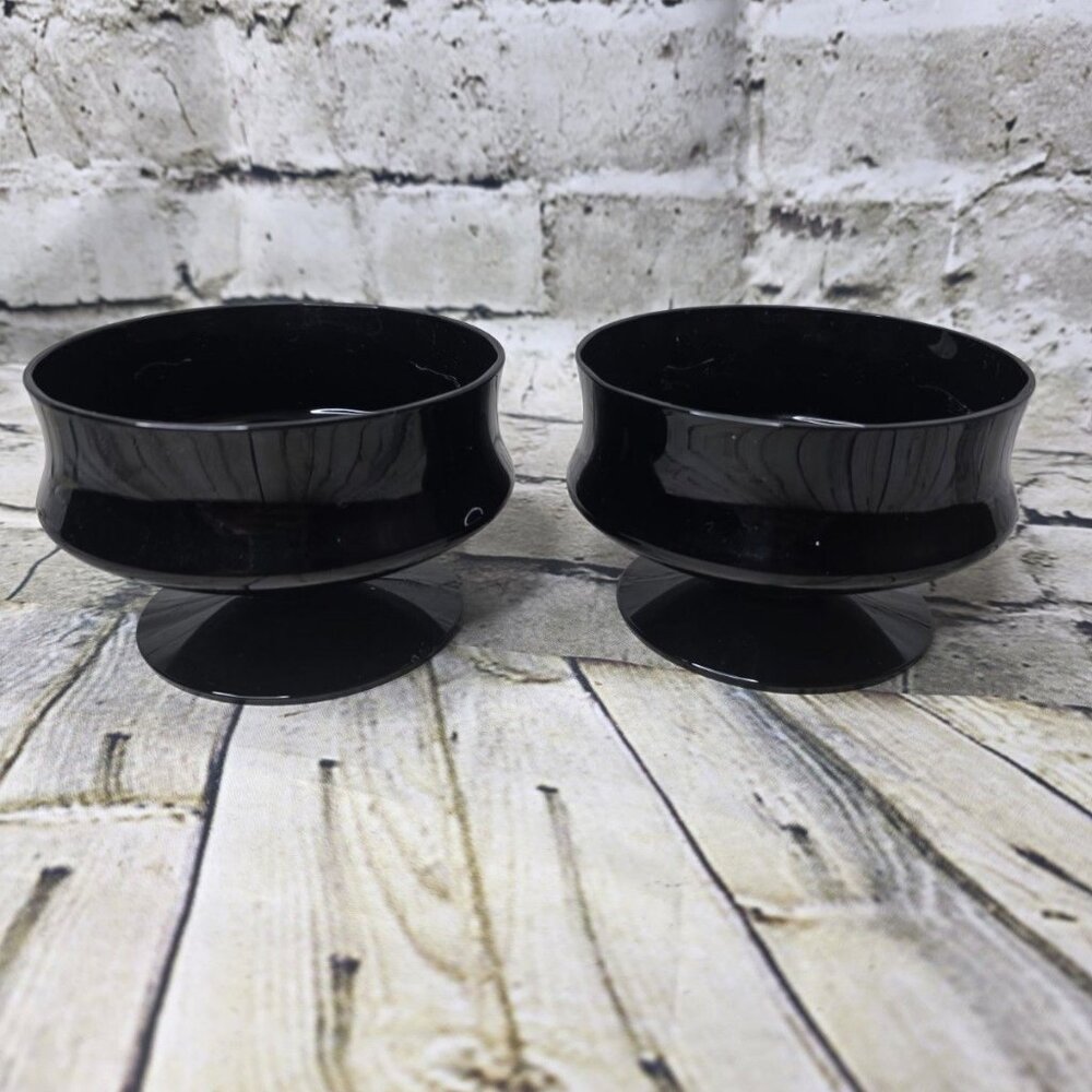 Vintage Seneca Black  Amethyst Set Of 2 Sherbet Glasses Appx 2.75 x 4"